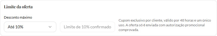 Desconto máximo de dez por cento confirmado no exemplo
