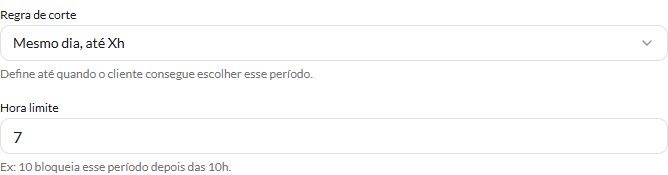 Regra Mesmo dia até Xh com hora limite sete