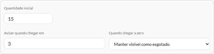 Quantidade quinze e aviso em três unidades