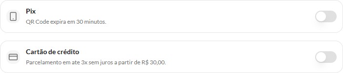 Pix e cartão desligados