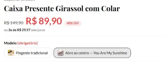 Abre ao centro selecionado na prévia da Cesta de Amor